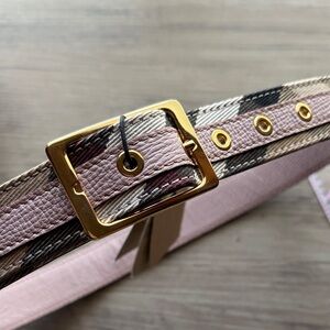 NWT Burberry Housecheck Camel/ Pale Orchid Women's Belt